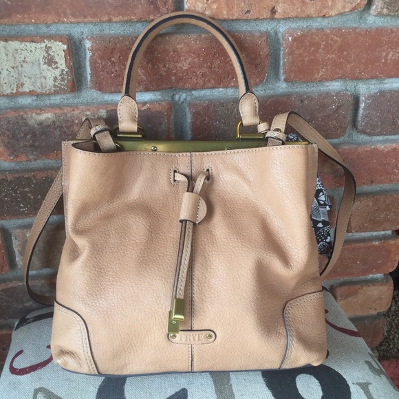 Frye Handbags - Frye Fay Small Drawstring Framed Tan Bag
